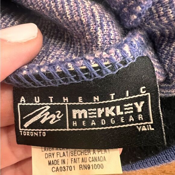 VTG Nordic Fair Isle Wool Tassel Beanie Purple Knit Ski Hat Winter Y2K Aesthetic - Picture 3 of 7